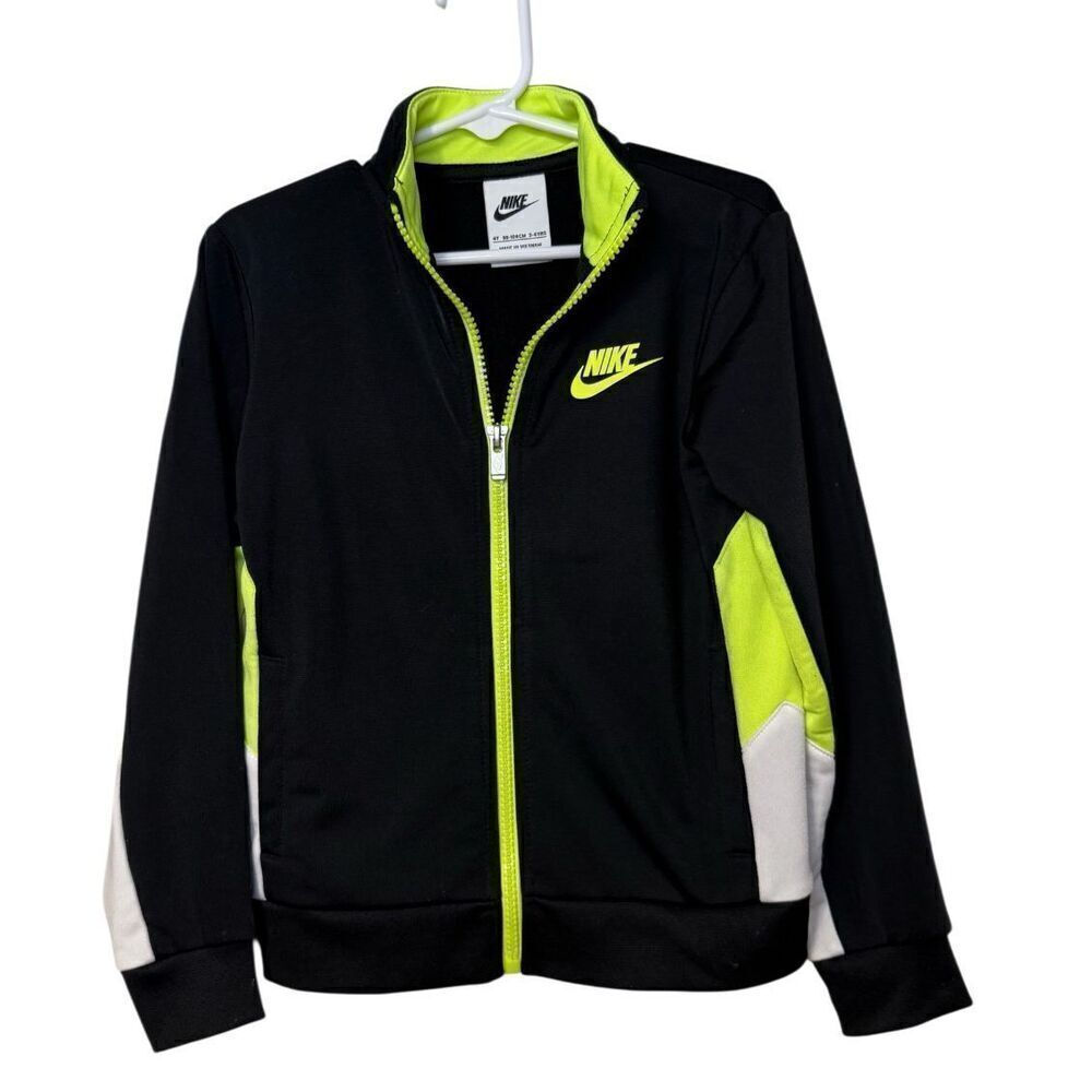 Nike Boys Track Jacket Sz. 4T FullโZip Black/Neon Green